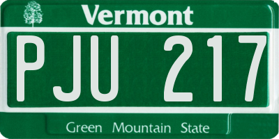 VT license plate PJU217
