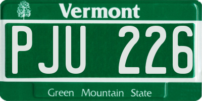 VT license plate PJU226
