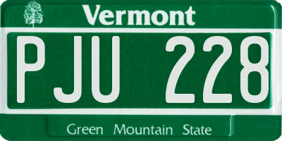 VT license plate PJU228