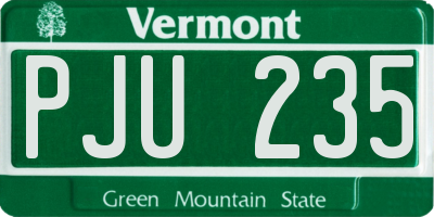 VT license plate PJU235