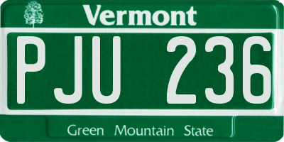 VT license plate PJU236
