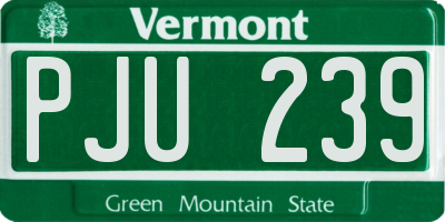 VT license plate PJU239