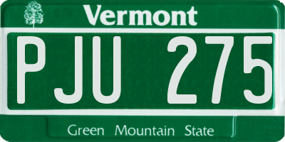 VT license plate PJU275