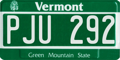 VT license plate PJU292