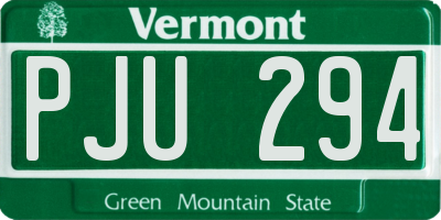 VT license plate PJU294