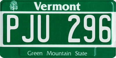 VT license plate PJU296