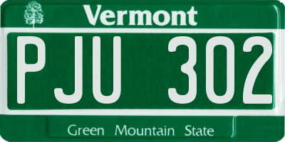 VT license plate PJU302