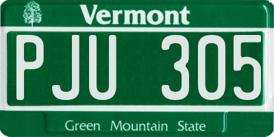 VT license plate PJU305