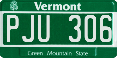 VT license plate PJU306