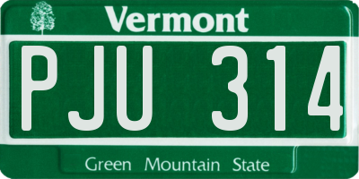VT license plate PJU314