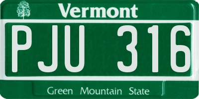 VT license plate PJU316