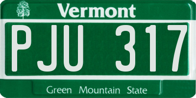 VT license plate PJU317