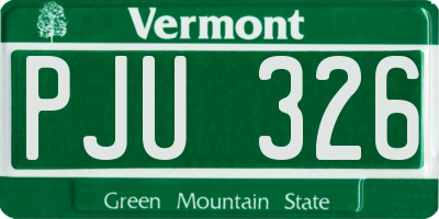 VT license plate PJU326