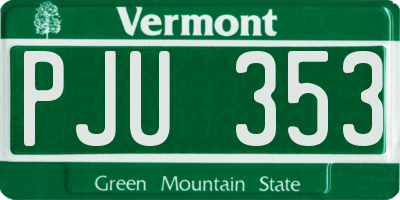 VT license plate PJU353