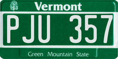 VT license plate PJU357