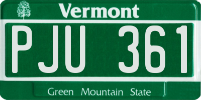 VT license plate PJU361