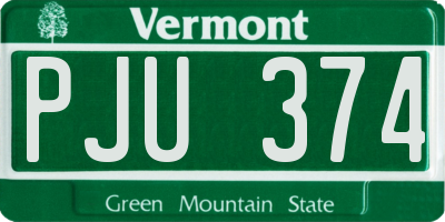 VT license plate PJU374