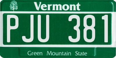 VT license plate PJU381