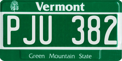VT license plate PJU382