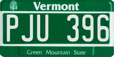 VT license plate PJU396