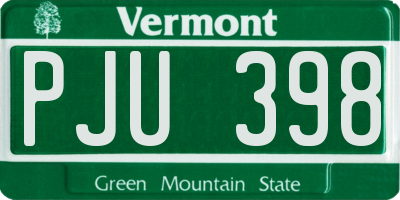 VT license plate PJU398