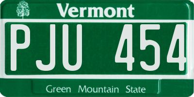 VT license plate PJU454