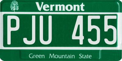 VT license plate PJU455