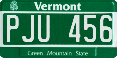 VT license plate PJU456