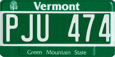 VT license plate PJU474
