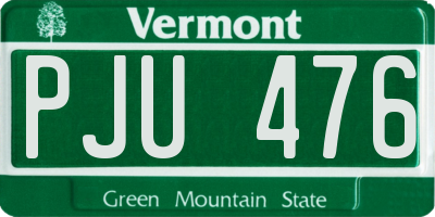 VT license plate PJU476