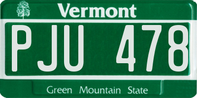 VT license plate PJU478