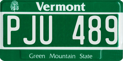 VT license plate PJU489