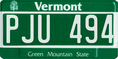 VT license plate PJU494