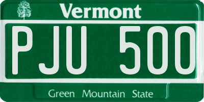 VT license plate PJU500