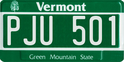 VT license plate PJU501