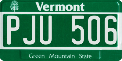VT license plate PJU506