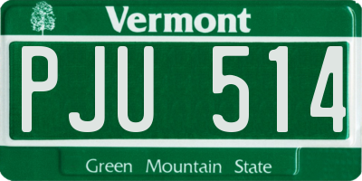 VT license plate PJU514