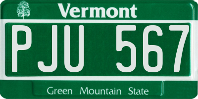 VT license plate PJU567