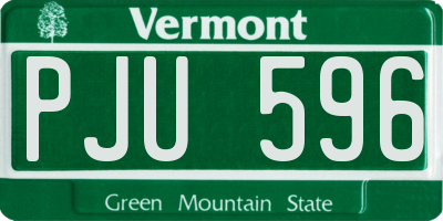 VT license plate PJU596