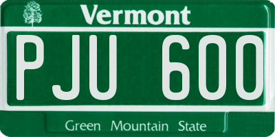 VT license plate PJU600