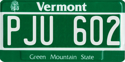 VT license plate PJU602