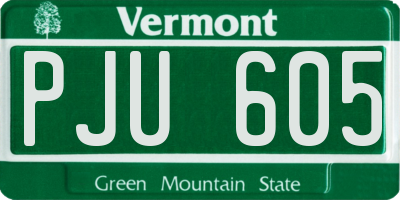 VT license plate PJU605