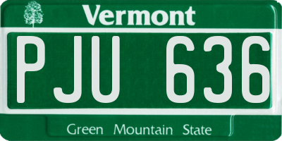 VT license plate PJU636