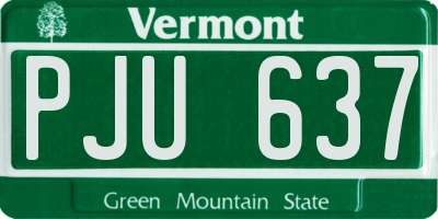 VT license plate PJU637