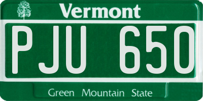 VT license plate PJU650