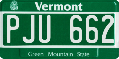 VT license plate PJU662