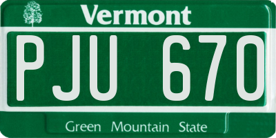 VT license plate PJU670