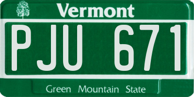 VT license plate PJU671