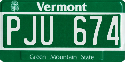 VT license plate PJU674