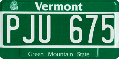 VT license plate PJU675